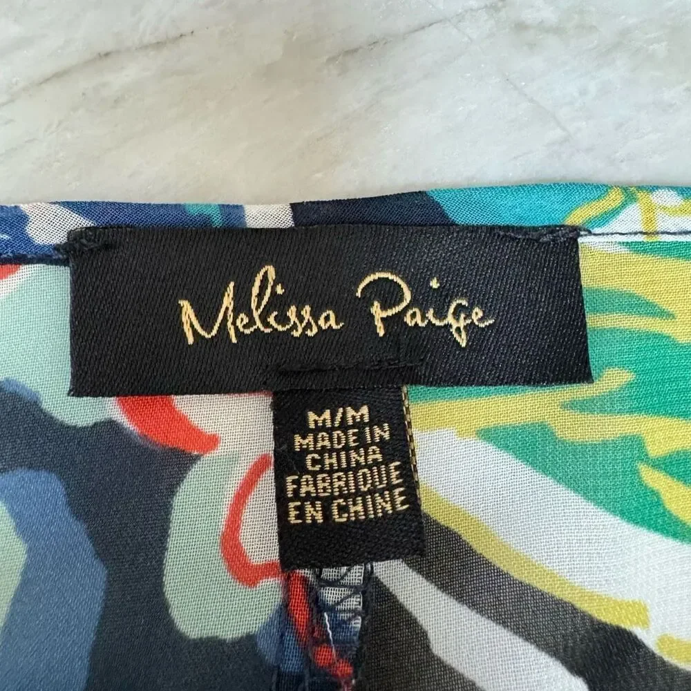 Melissa Paige Tropical Beaded Cold Shoulder Tunic blouse womens Toucan Bird Sz M